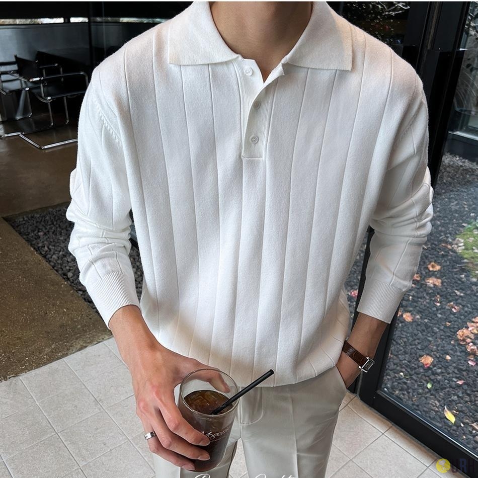 【100%保證韓國直送】德國STOLL機織水洗粘膠翻領針織上衣 [4 color] RG165383