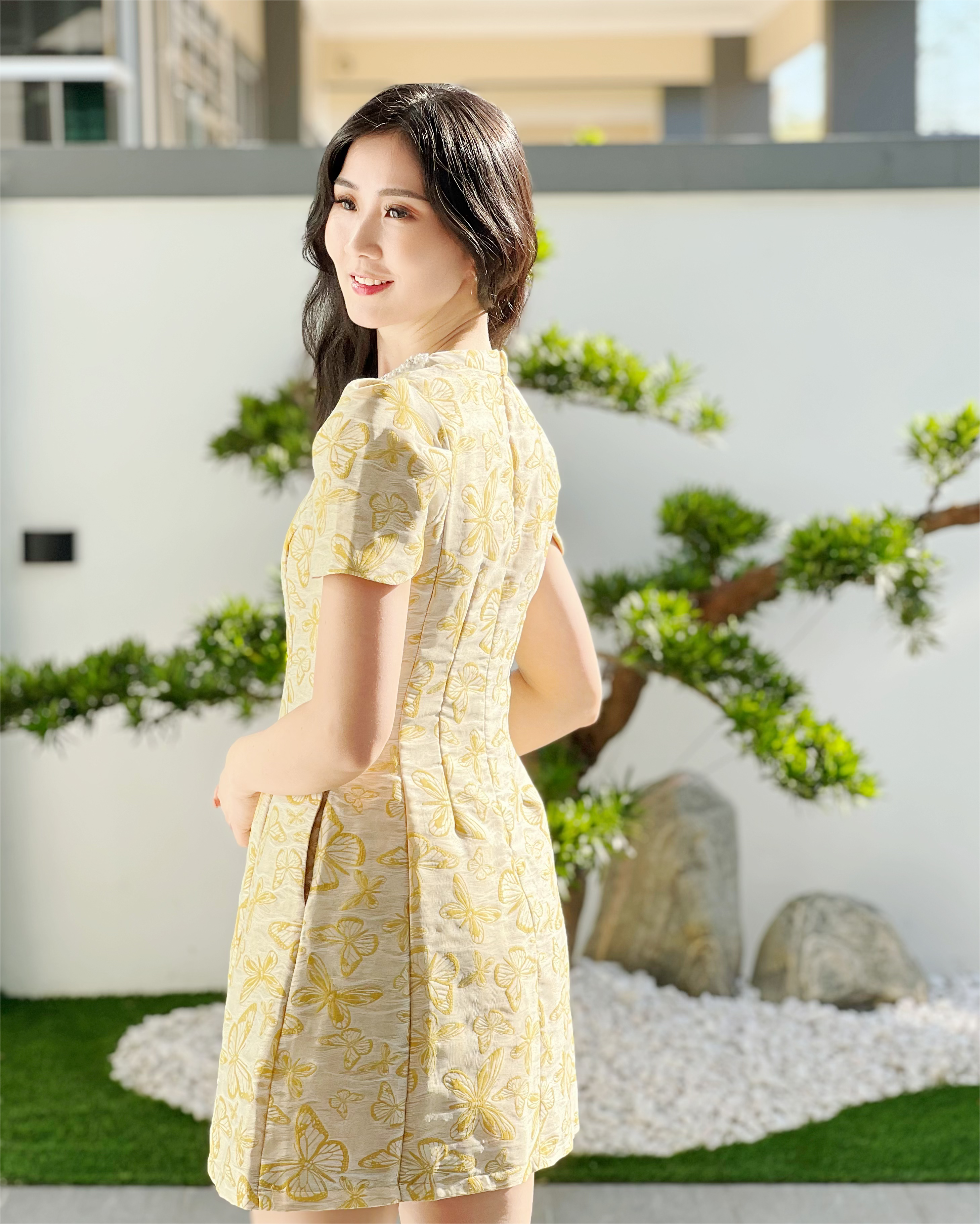 5083 Aqua Butterfly Pearl Mini Dress