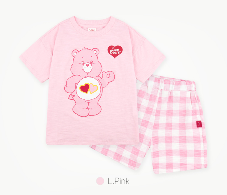 ☀️預訂 韓國直送☀️🇰🇷正版Care Bears兩色愛心生日小熊印花格紋上下套裝