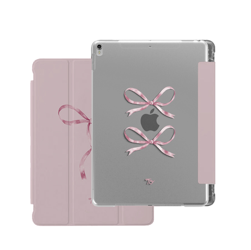 【The Silky Pink Ribbon】透明磨砂書本式 iPad Case