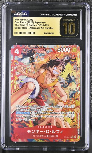 CGC PRISTINE 10 Monkey D. LuffyOne Piece (2026) JapaneseThe Time of Battle - OP16-015Super Rare - Alternate Art Parallel