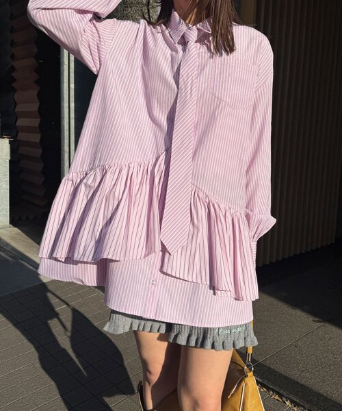 多層束腰襯衫裙【JT041】