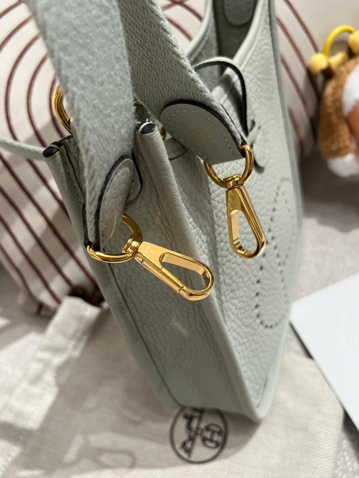 Hermes Mini Evelyne Stamp B 水晶灰 100%Authentic, 99%New✅收據✅Dust bag ✅Box