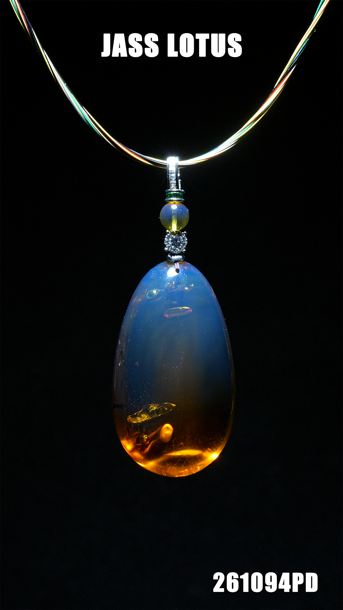 緬甸天然琥珀＂肝膽相照＂紅茶珀水滴吊墜