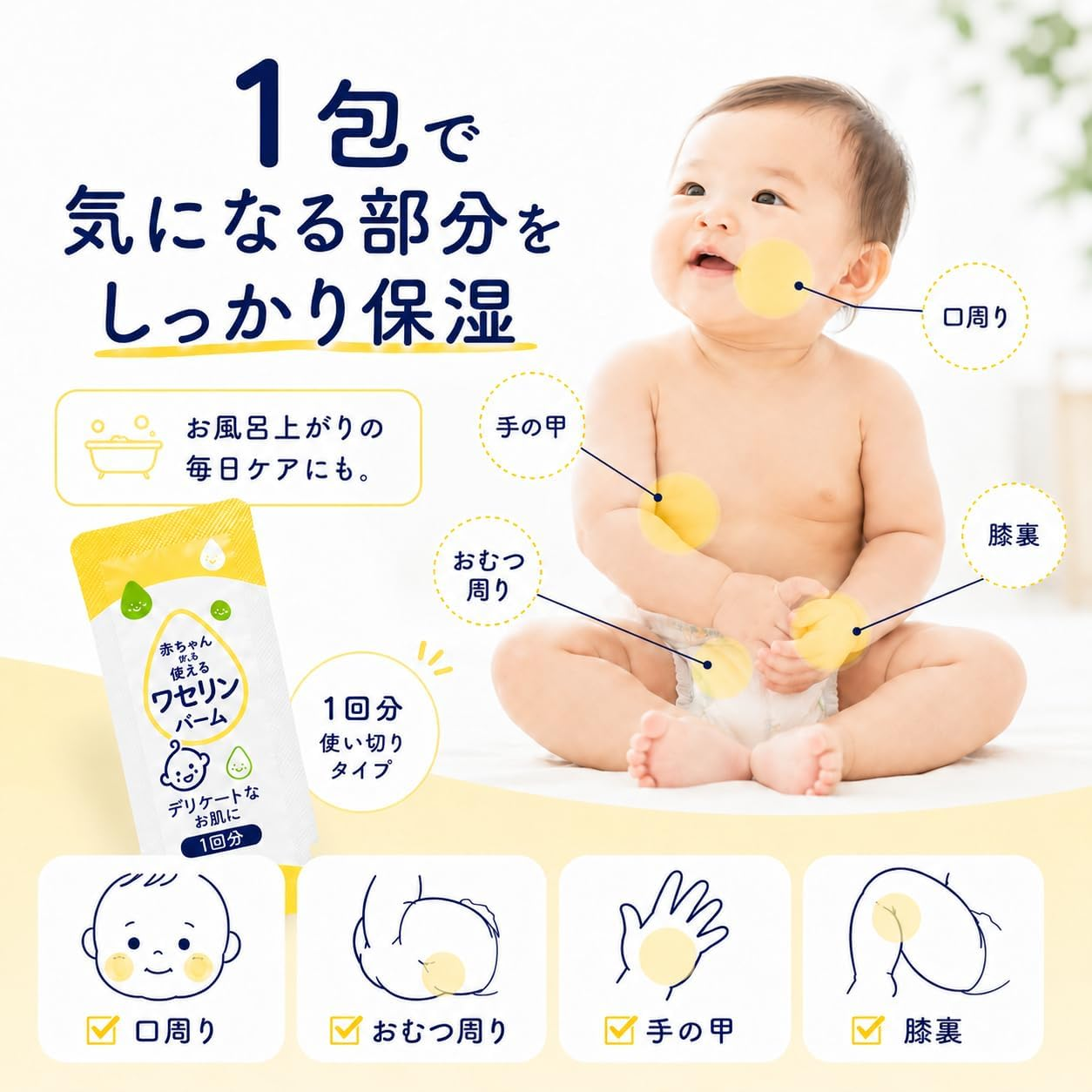 【日本雪之元】嬰幼兒可用獨立包裝凡士林保濕潤膚膏 (28包入) | 敏感肌適用