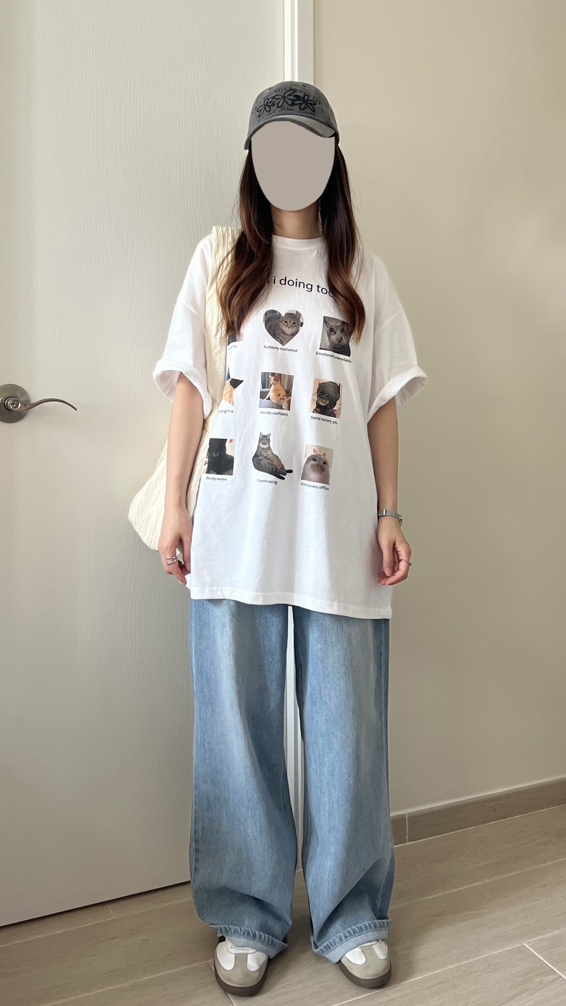 九宮格喵喵oversize tee