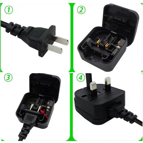 2flat pin to 3 pins Socket adaptor convertor with Safety Fuse