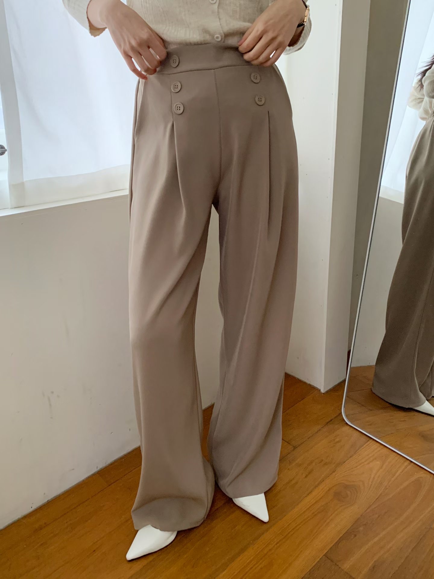 CT18 幹練雙排扣高腰寬褲