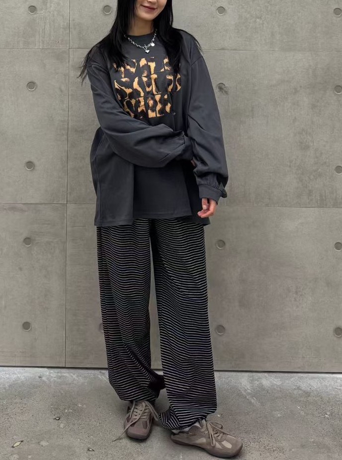 豹紋字印花長Tee