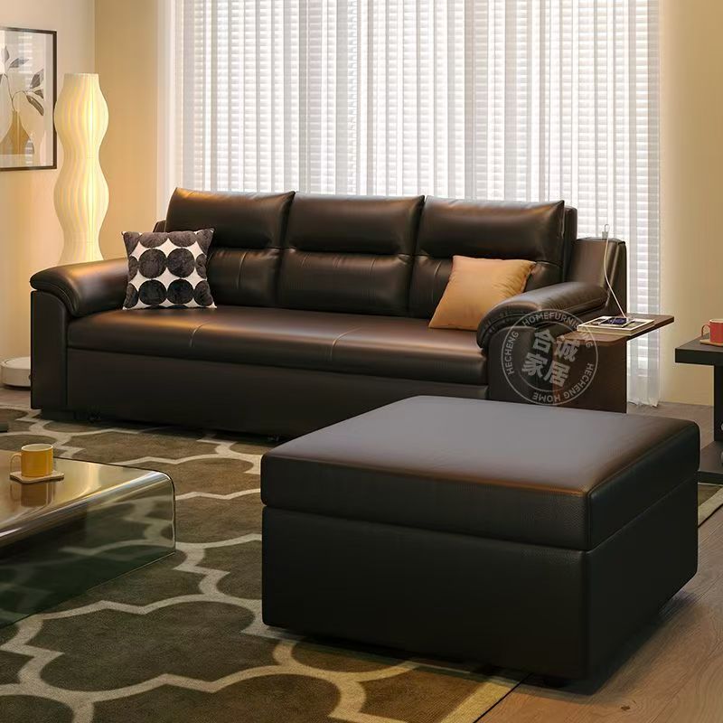 納帕皮布藝梳化床｜客廳 2025 新款北歐日式原木風直排布梳化 sofa