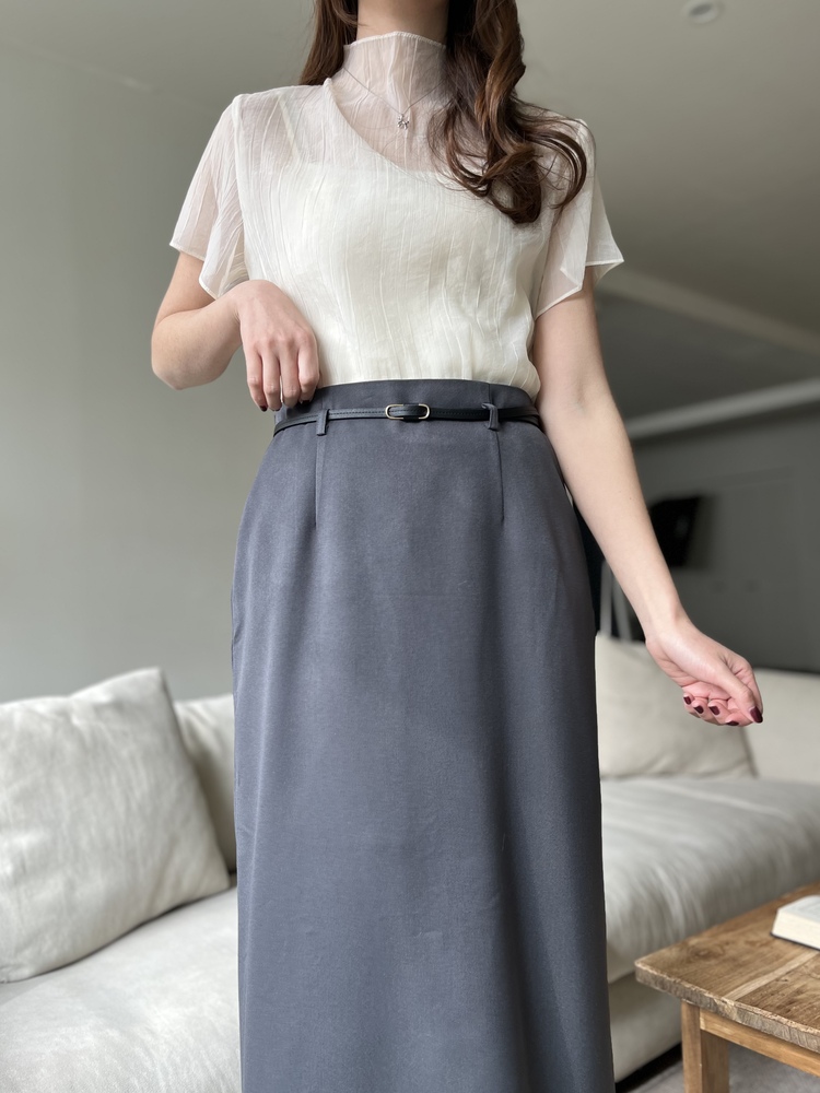 Airy Sheer Crinkle Top (Ivory)