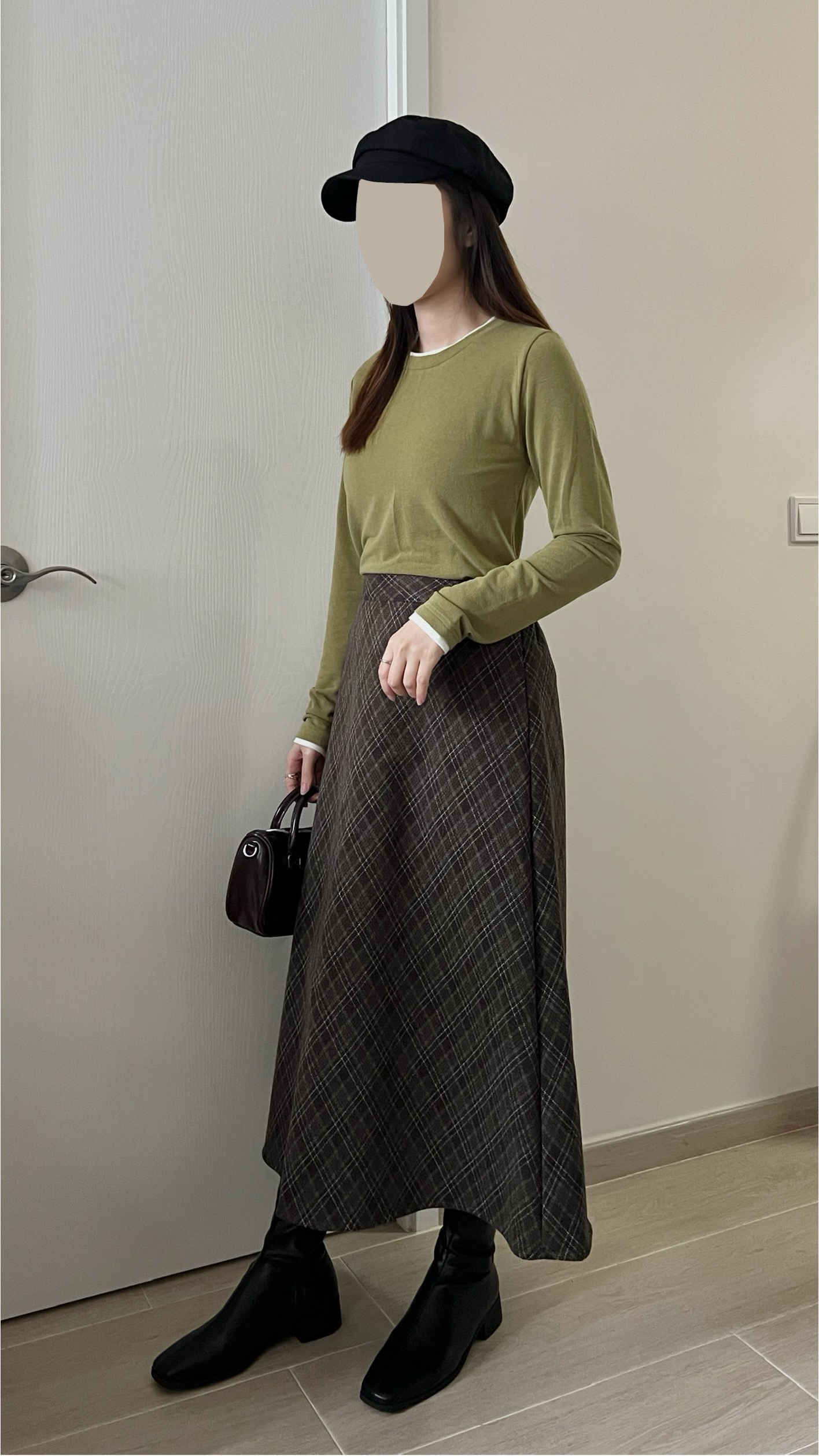 高質秋冬菱形格紋長裙 現貨