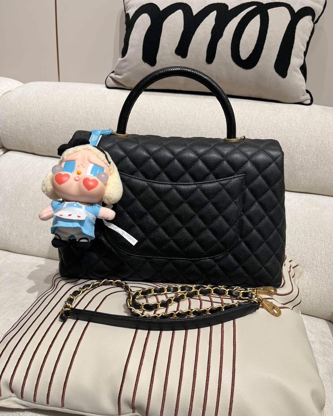 Chanel coco handle large黑色荔枝牛皮 100%Authentic ,99%new  ✅收據✅25card✅dust bag✅box