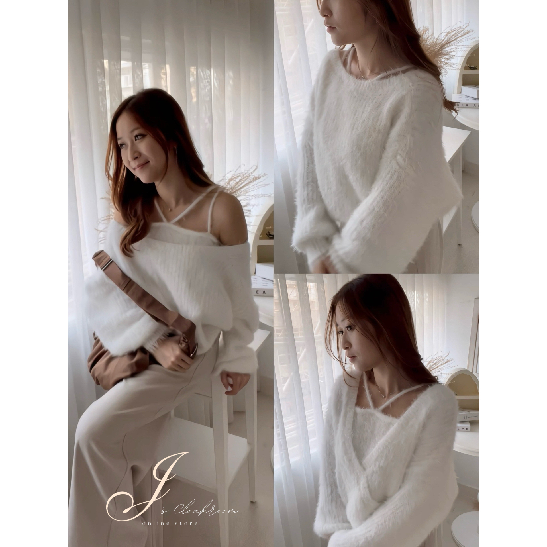 多個穿法💓微閃毛衣套裝(背心+上衣)(JP)白色311966