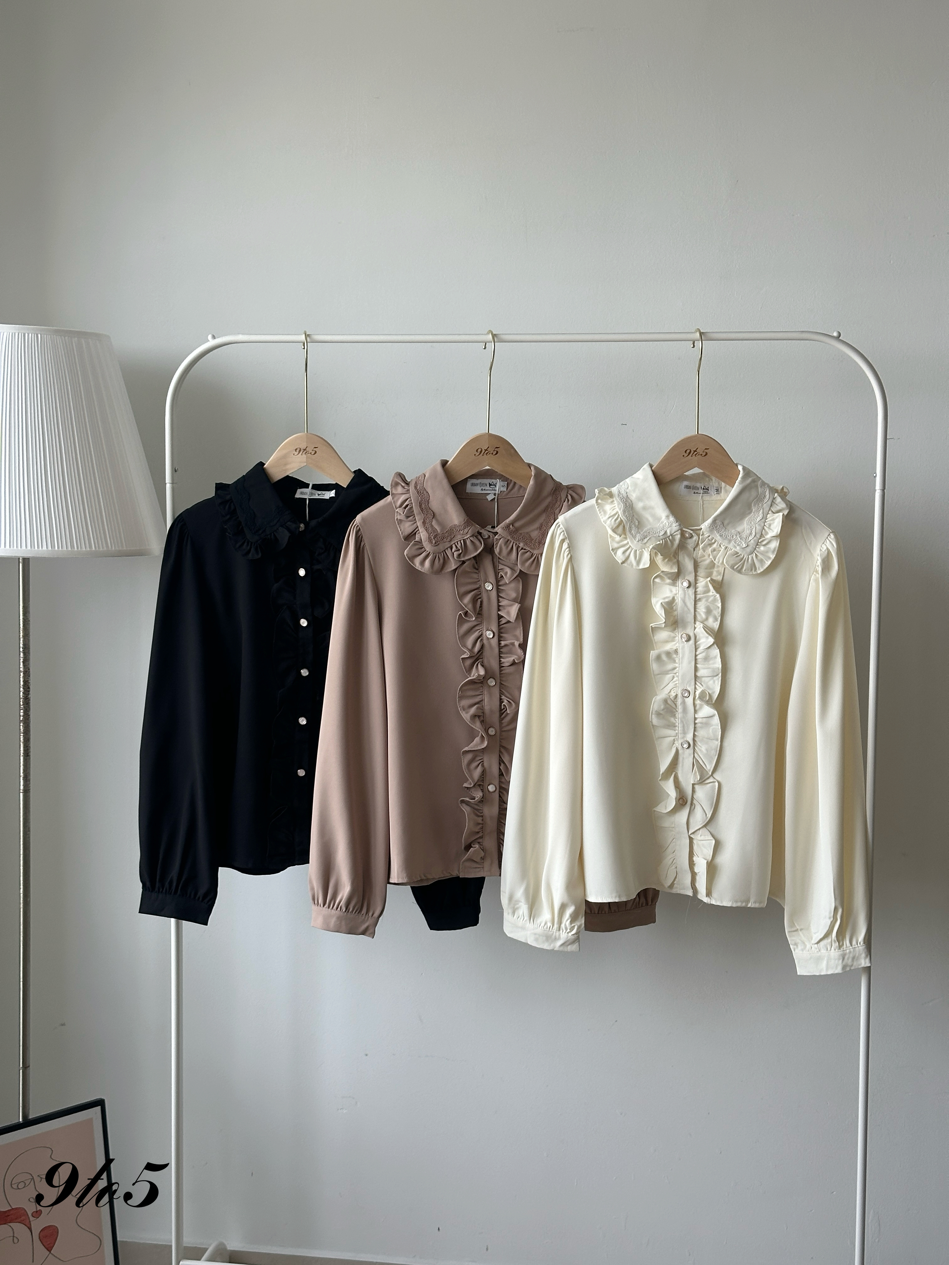 T4191 Puff Sleeve Ruffle Shirt - 3 Colors 