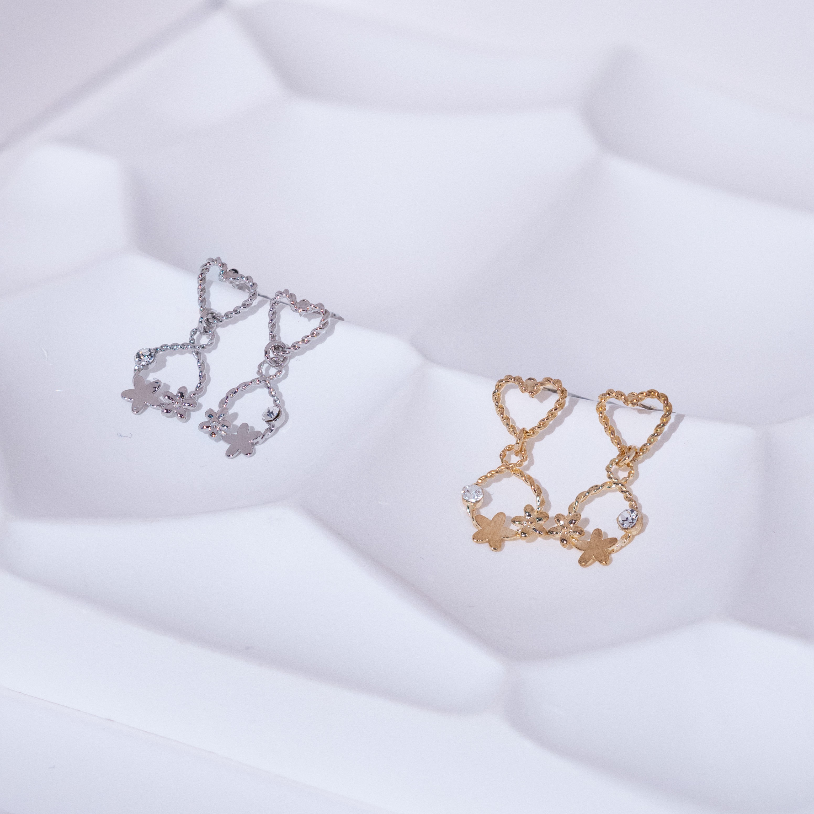 Dainty Heart Bloom Stud Earrings
