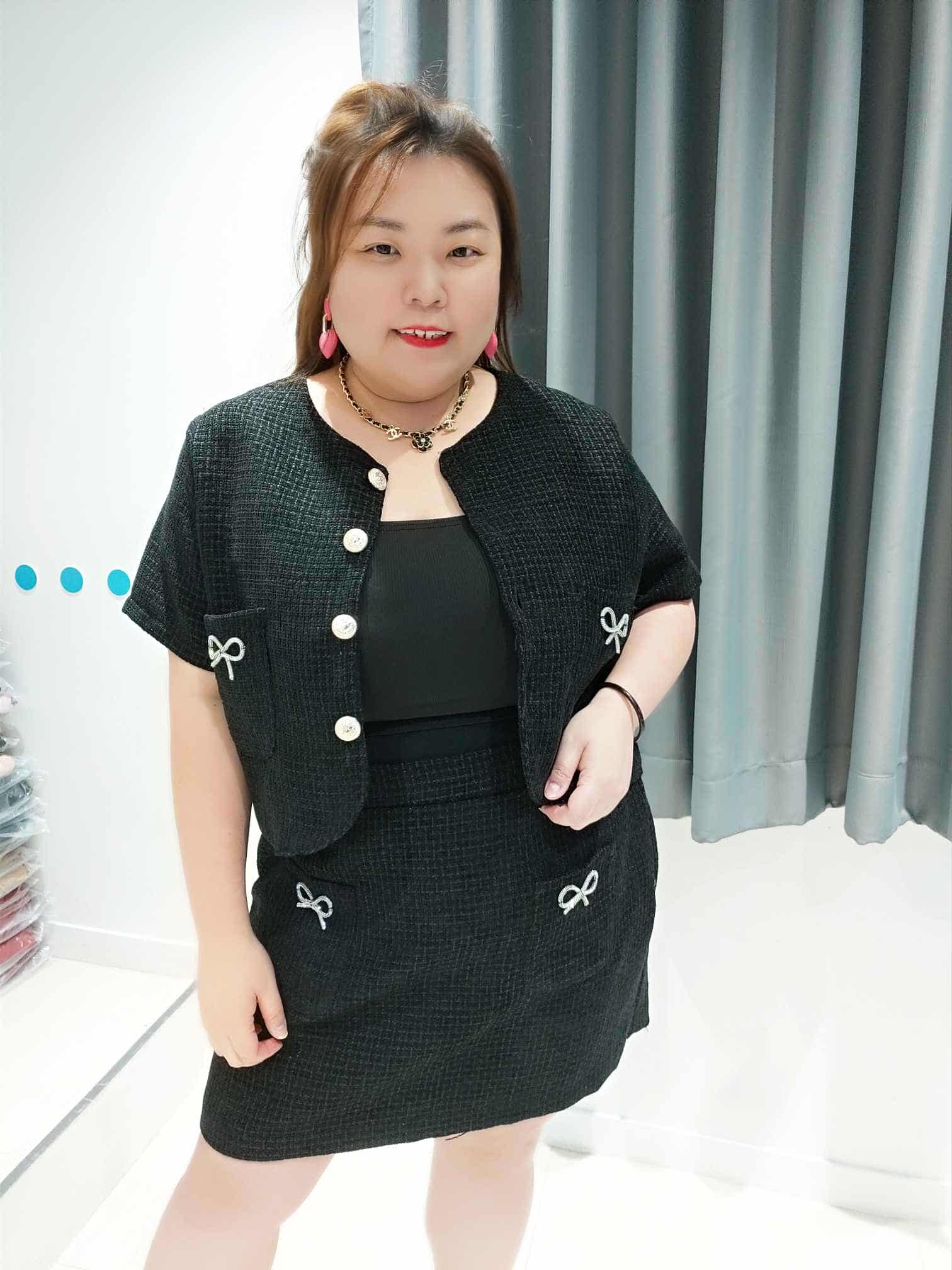 DOD02 银钻蝴蝶结小香风裤裙套装