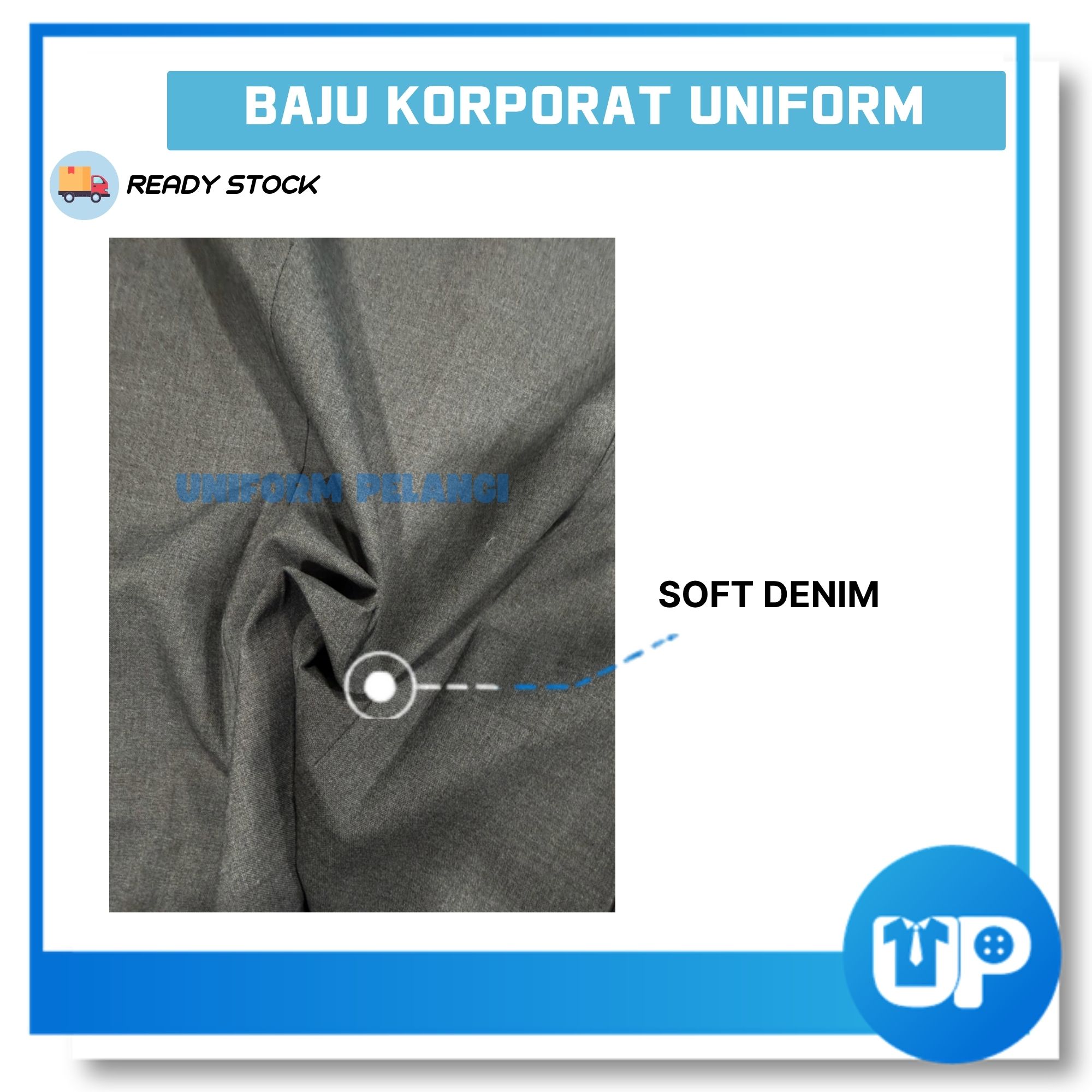 Baju Korporat KPM Wanita Denim Hitam Soft Lengan Panjang Denim Black Corporate Shirt Uniform with logo