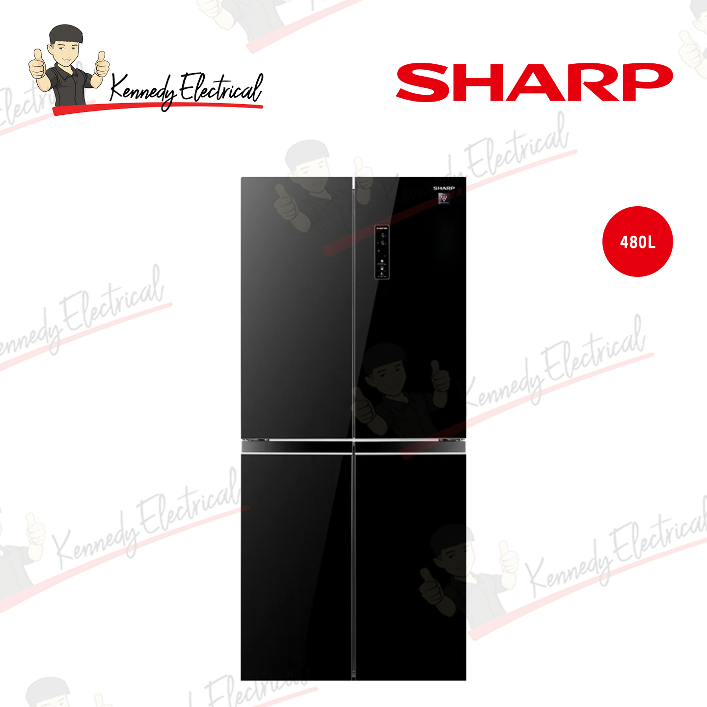 Sharp 480L Glass Door 4-Door French Refrigerator (SJF489GK)