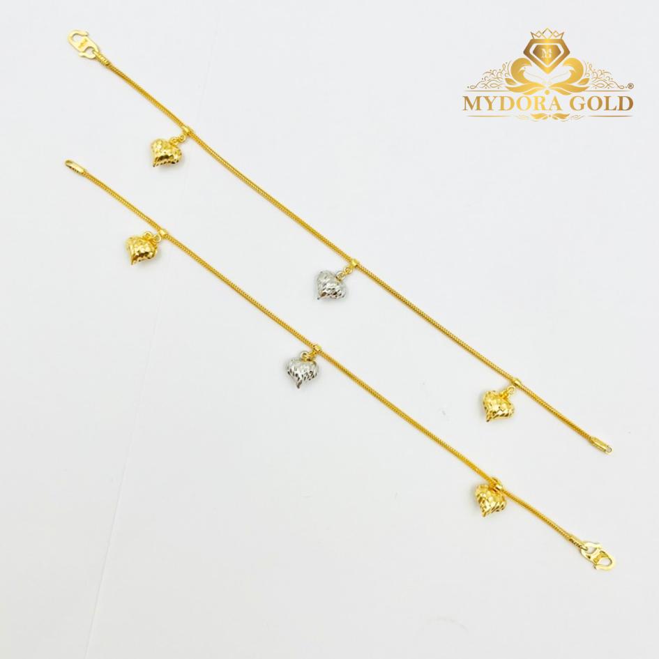 MYDORA Rantai Tangan PDR Gantung 3 Love Pahat (2C) l EMAS 916/22K