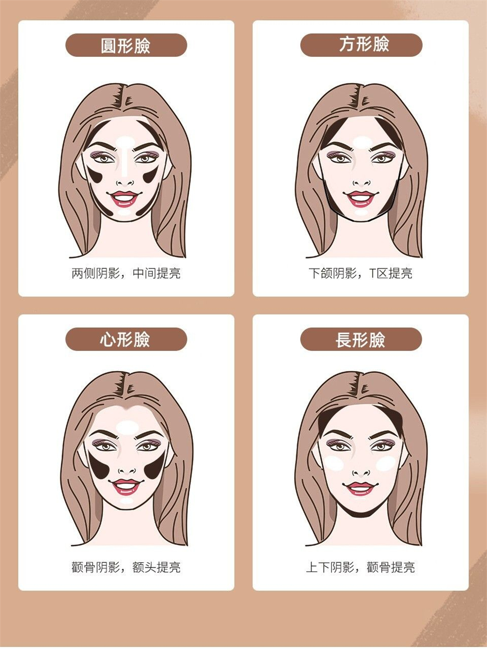 雙頭高光提亮2合一修容棒 鎖骨陰影筆 立體高光 遮瑕筆 修容筆 01# 白皙+淺咖色 [平行進口] HK2679