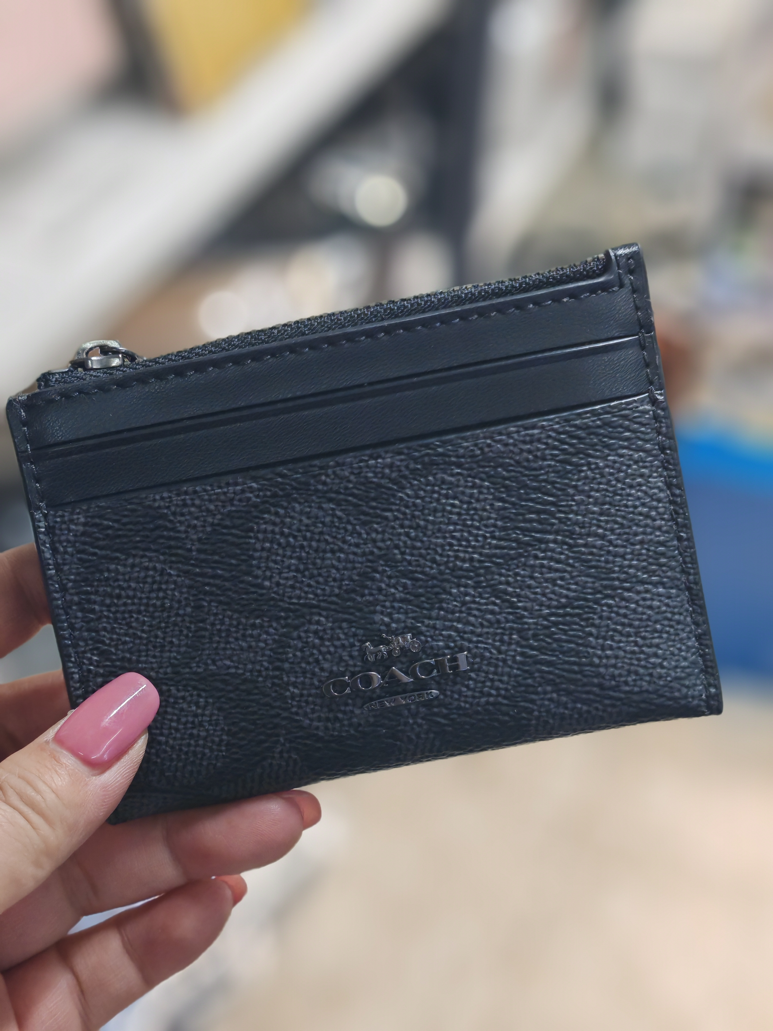 香港現貨-CoachbI'd cardcase blk logo