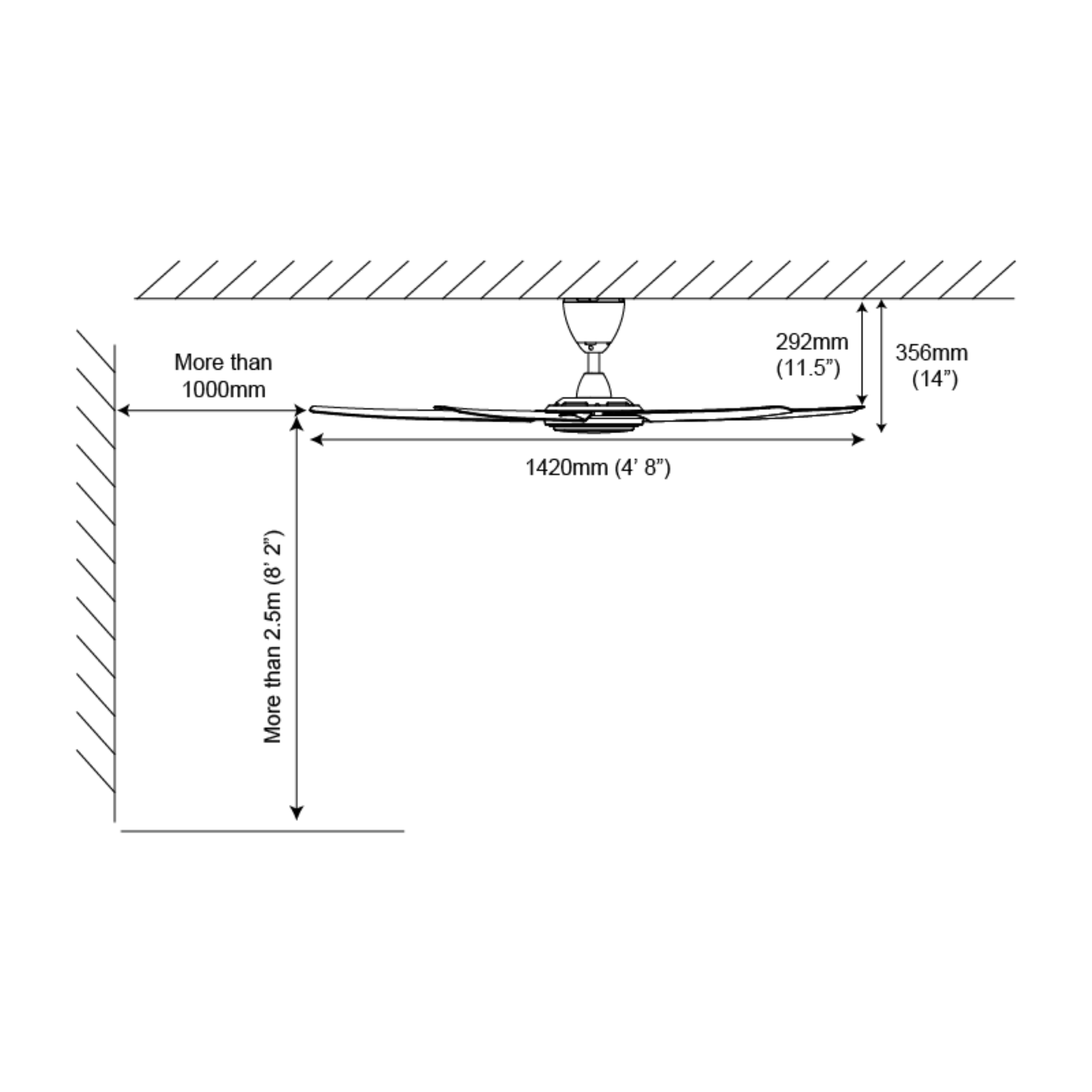 Alpha 56" EX6 AC Motor ABS Ceiling Fan (EX6-5B)