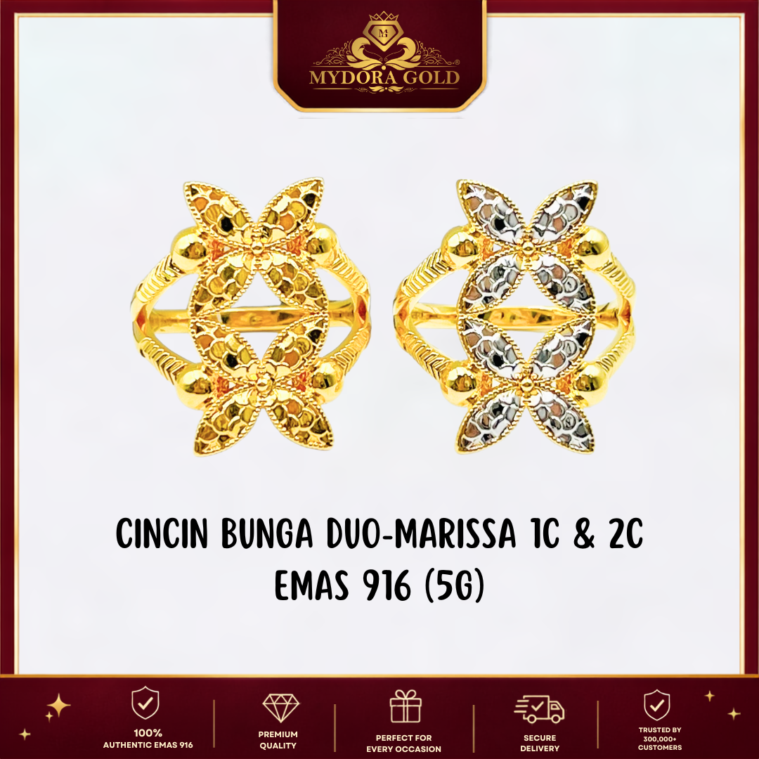 MYDORA Cincin Bunga Duo-Marissa  (5G) l EMAS 916/22K