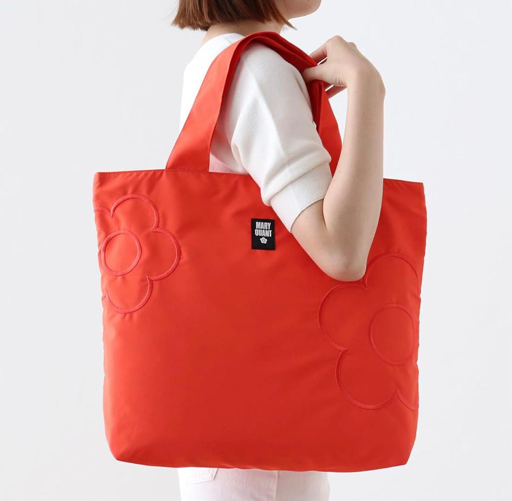 MARY QUANT 經典雛菊刺繡拉鍊摺疊環保袋（多色）