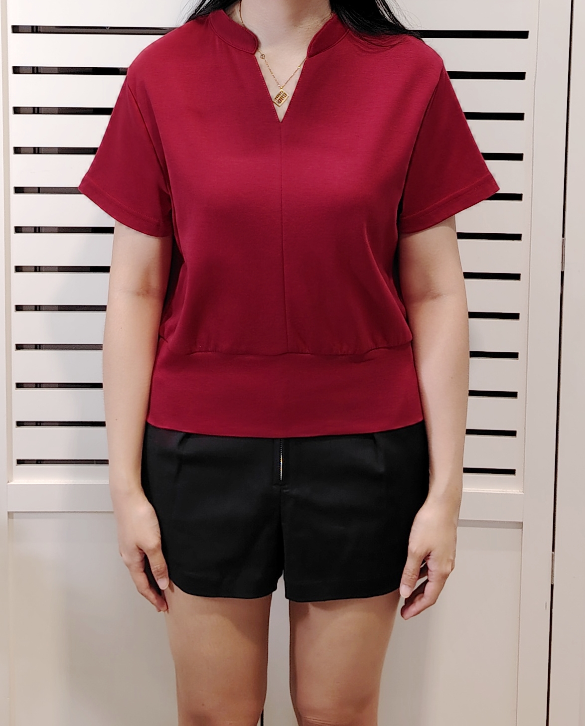 M5085 Small Collar V Neck Short Sleeve Tee