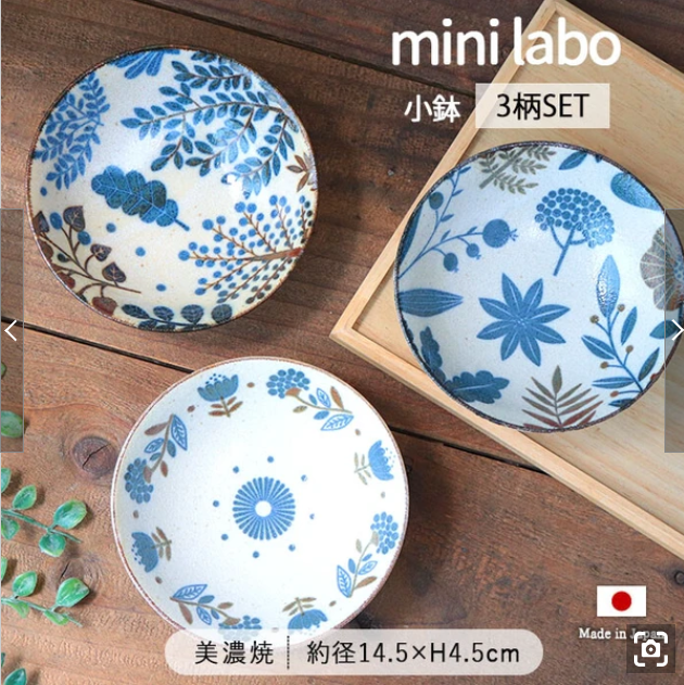 日本製美濃燒Mini Labo植物餐具 (3件套)