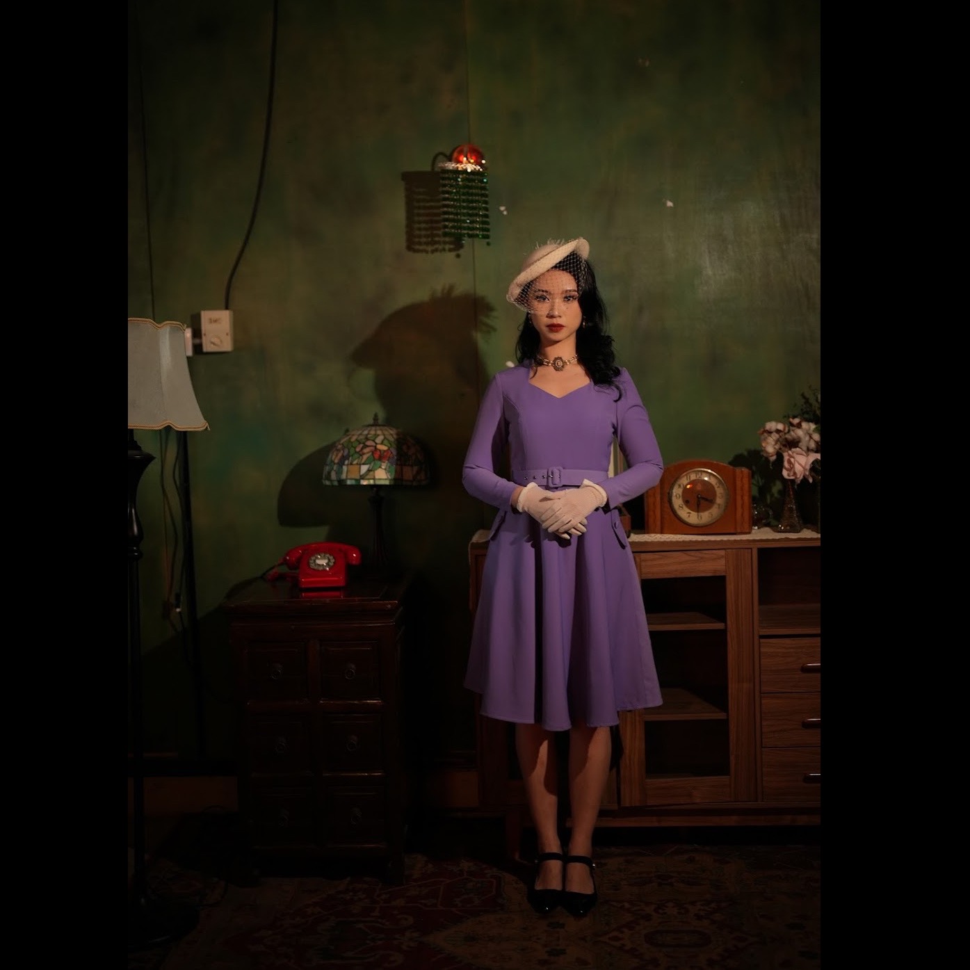 (Ready-Made) 1940s Purple Dream Princess Dress with Belt (FM200)