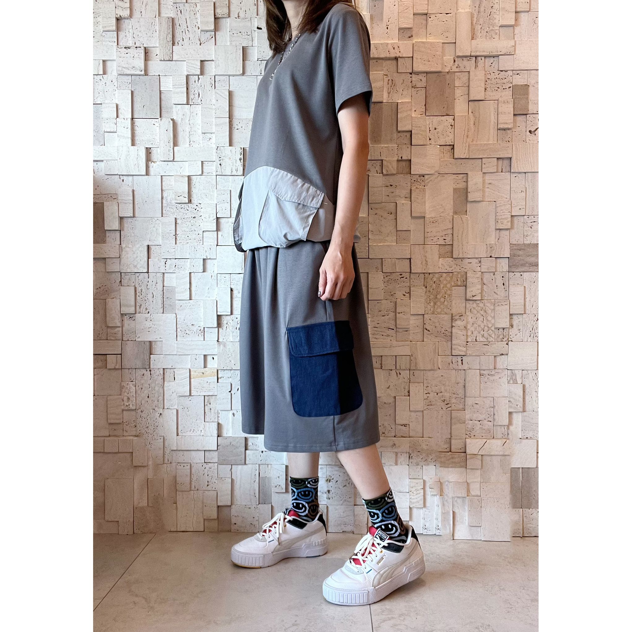 S00290棉拼風褸質料套裝