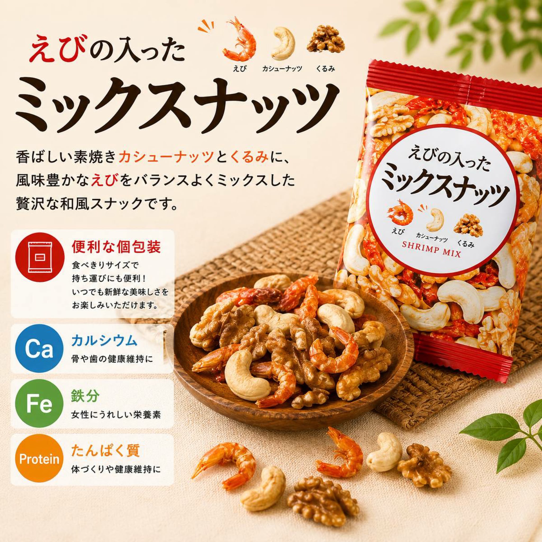 日本Costco直送 日本 小林商事 三重鮮香 小蝦 核桃 腰果 健康營養 零食 超值家庭裝 (28小包 420g)