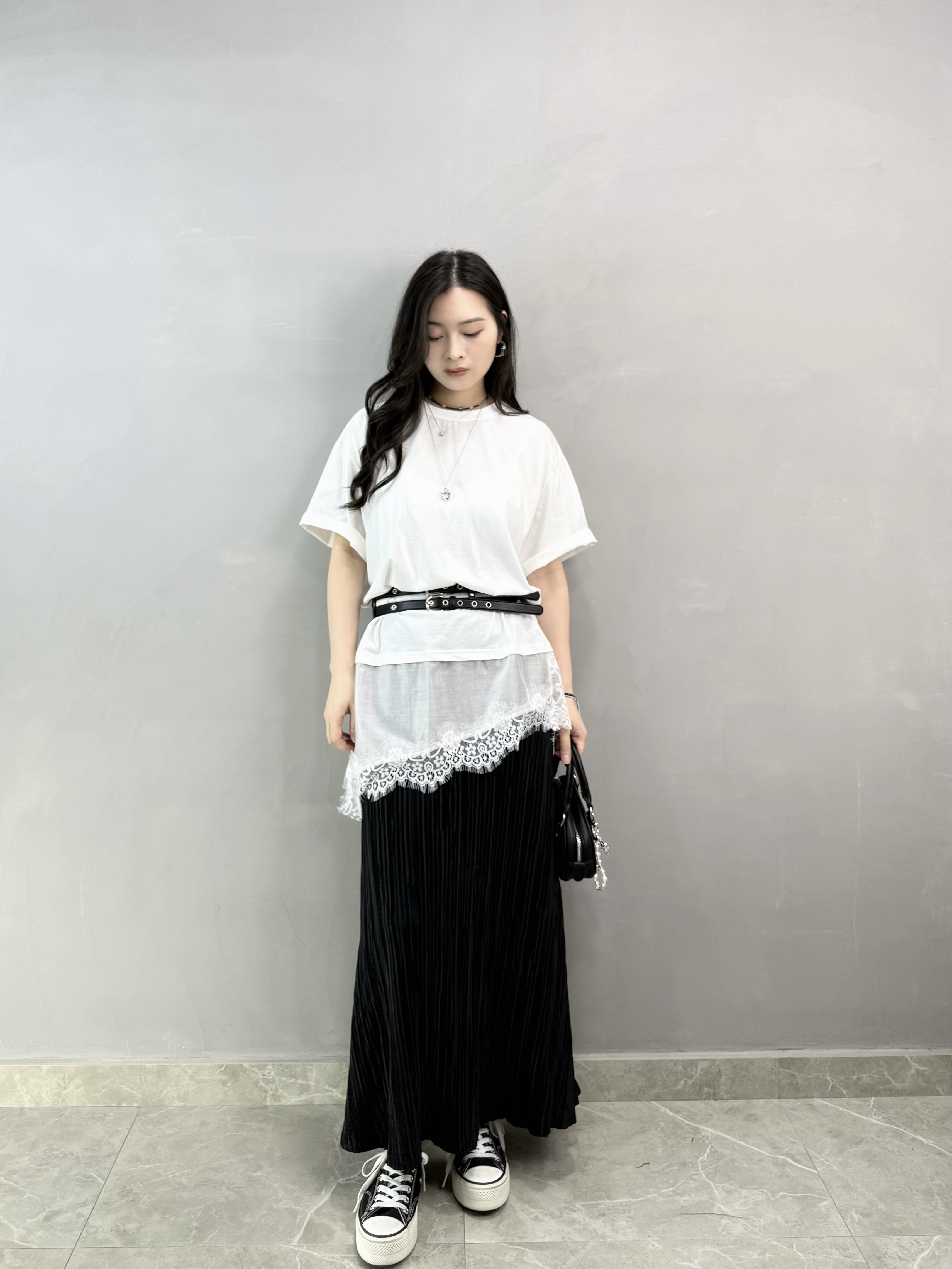 L86 拼Lace開叉Tee