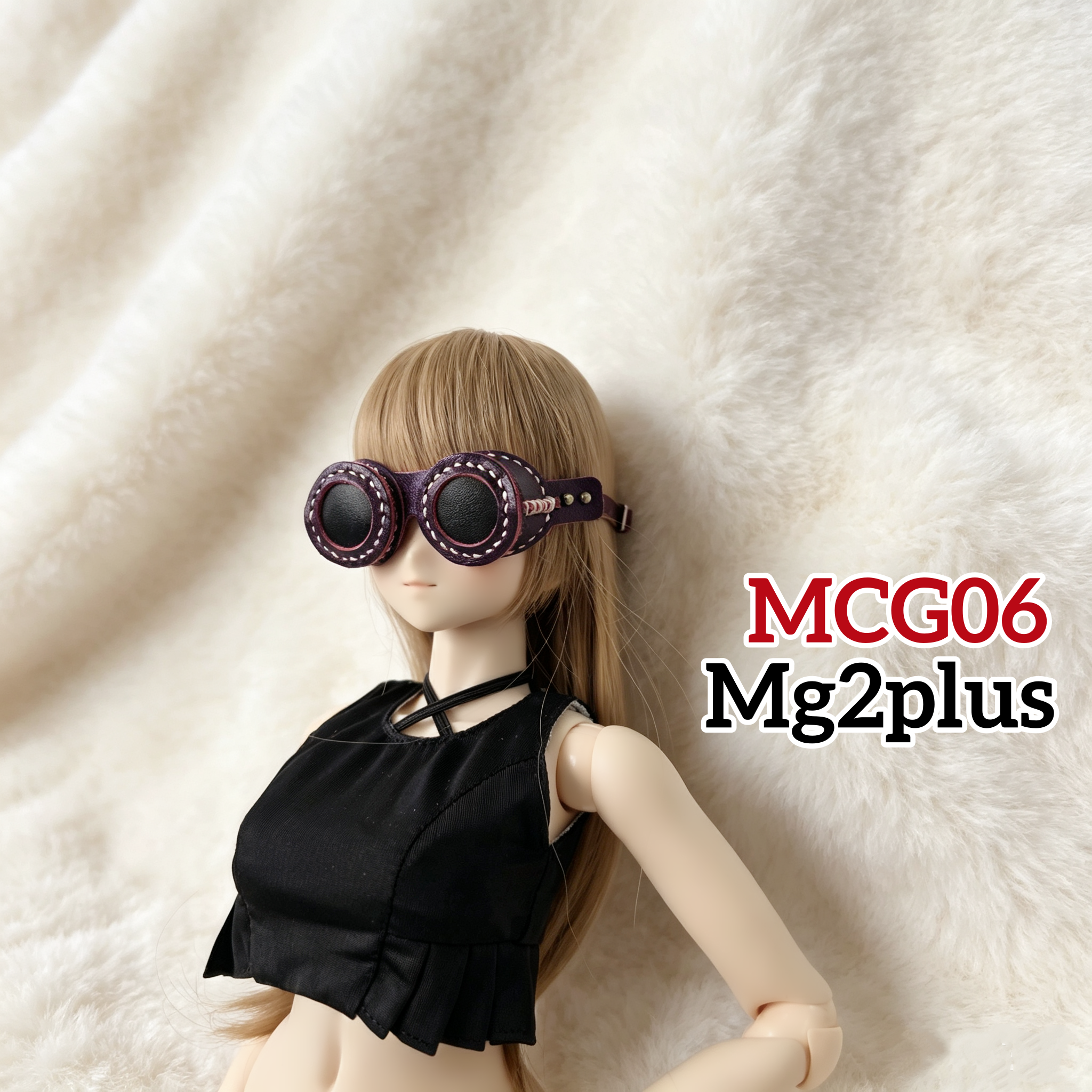 【MG2Plus】(18.5cm - 22cm Doll Head) 真皮手作蒸汽朋克風格眼罩 Handmade leather steampunk eye mask 