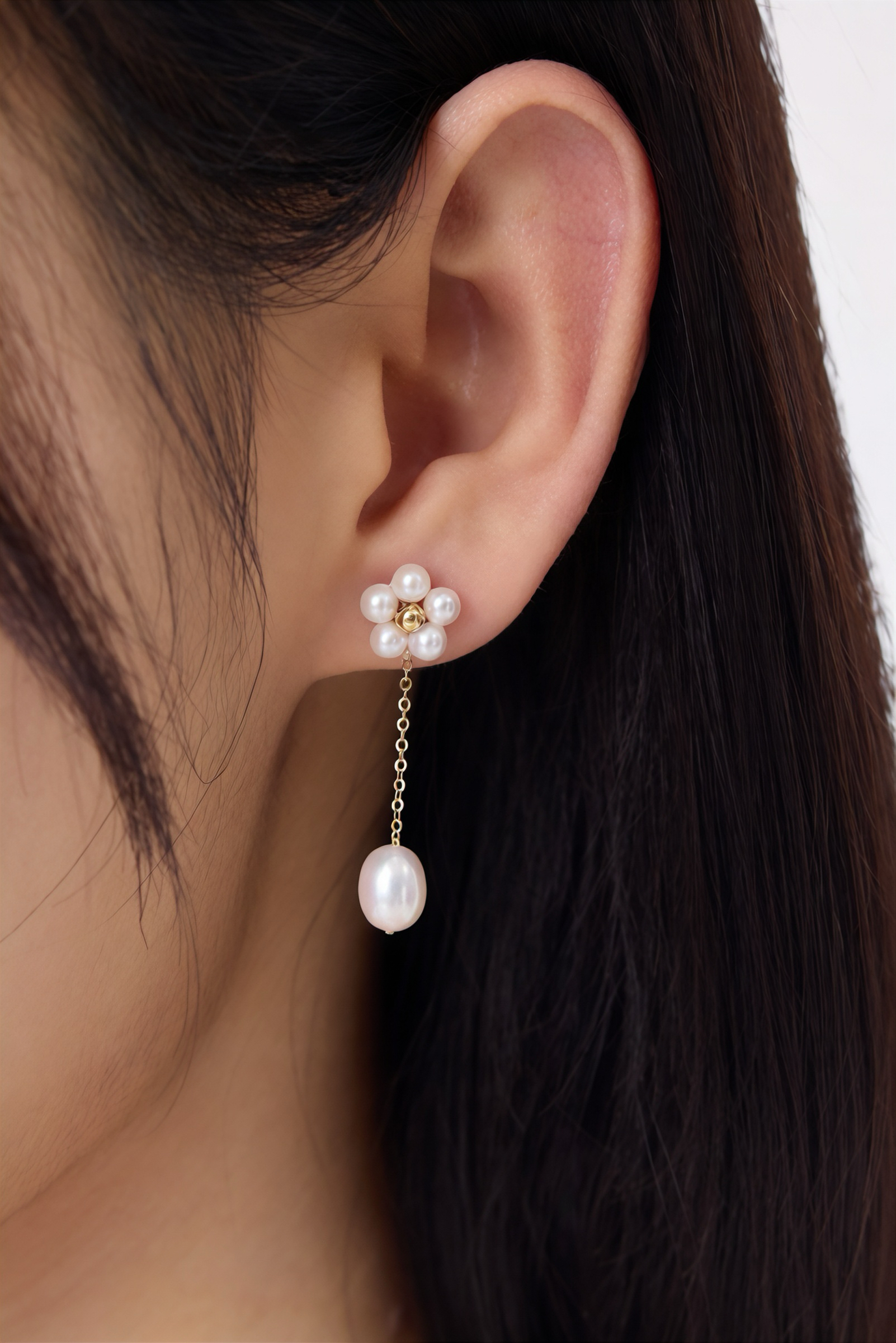 雛菊垂感珍珠耳環 Daisy Drop Pearl Earring 