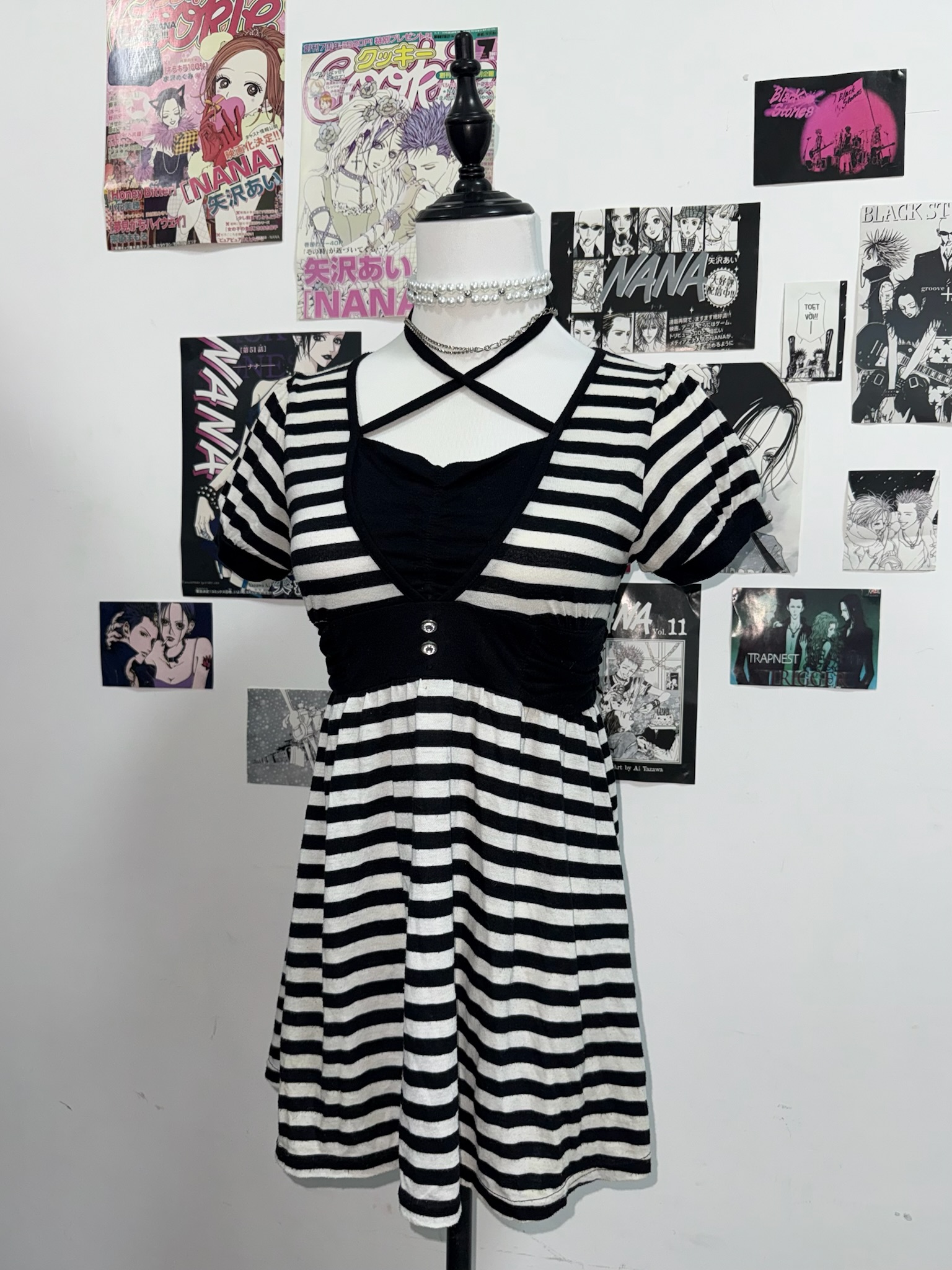 Criss-Cross Neck 2-in-1 Striped Dress