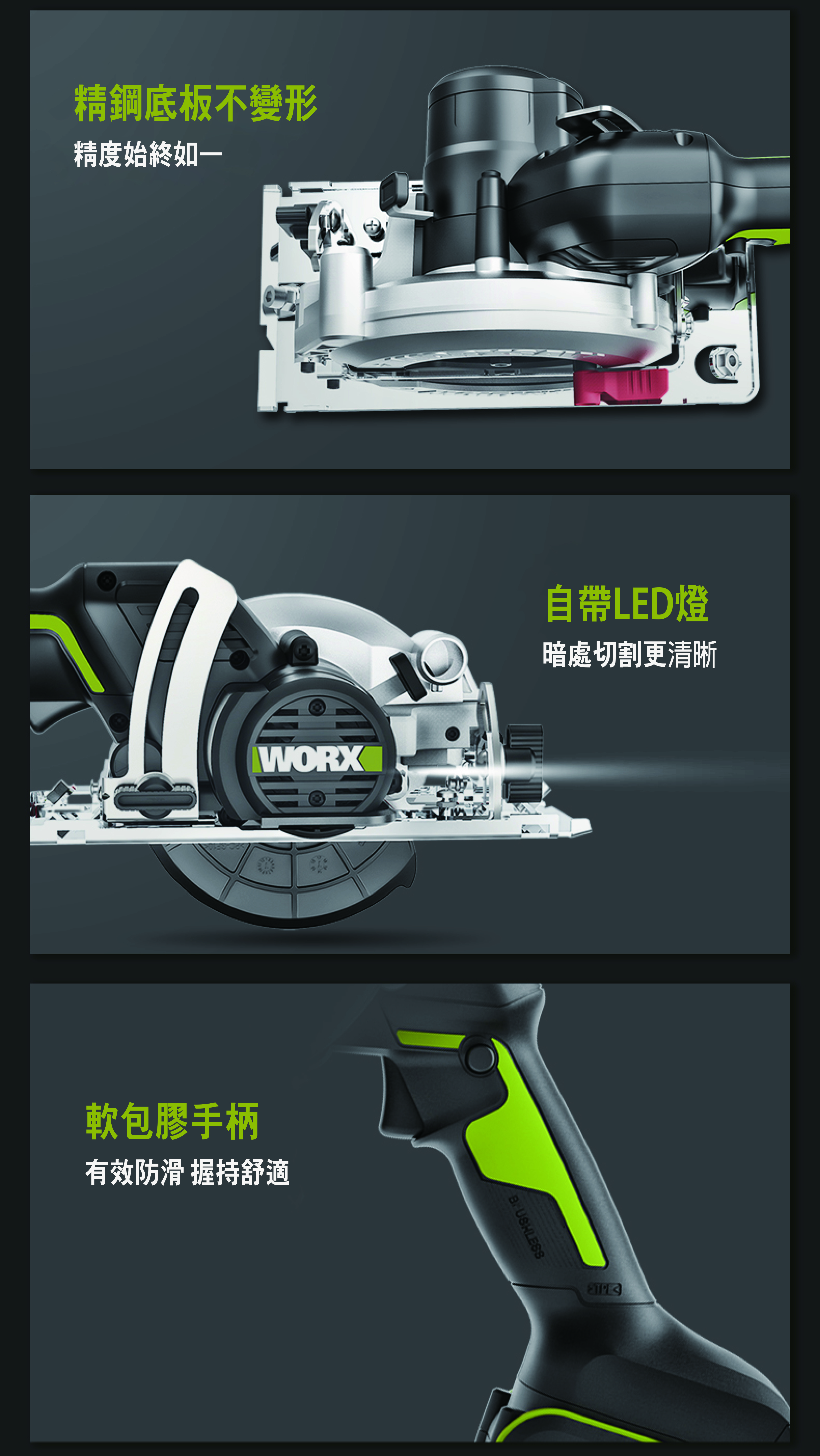 WORX WU533 120mm鋰電無碳電圓鋸 (4.0Ah電x2+6A充電器)