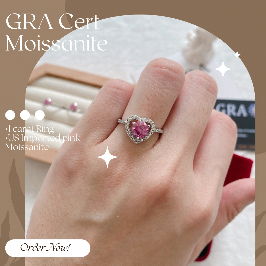 Pink Moissanite Ring Jewelry - Shop Now - GRA Certified  