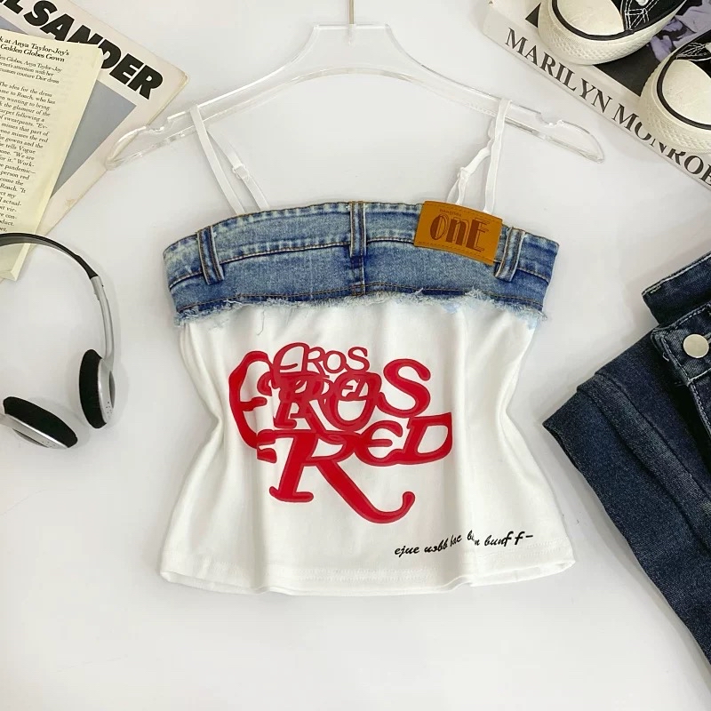 TP468美式字母印花吊带