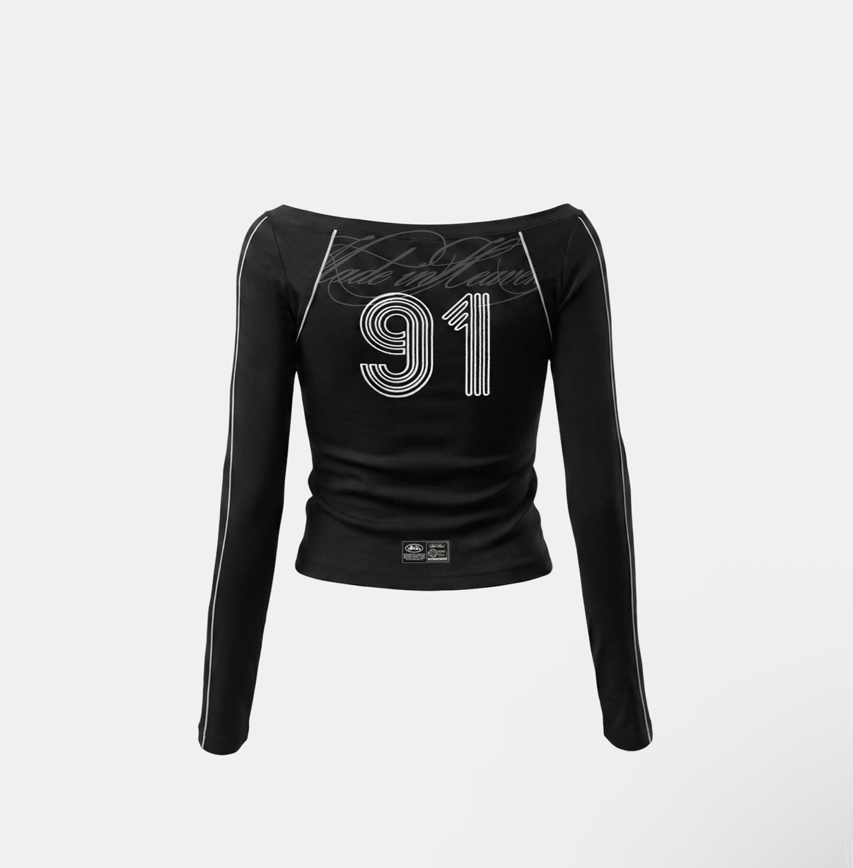 BADBLOOD新款 [w-tee26-161] 90s Vintage Club Off-Shoulder Jersey Long Sleeve - Black