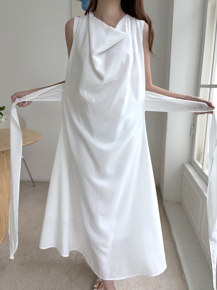 Athena Drape Dress (White)