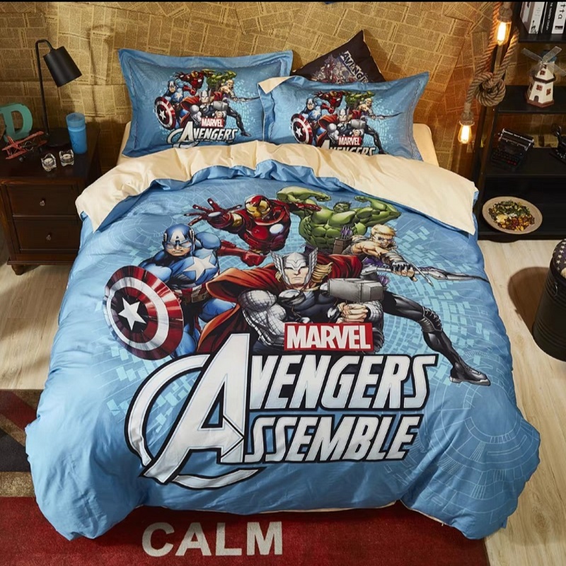 Cartoon Marvel Avengers 100 Cotton Quilt Cover Set Duvet Cover Set 3in1 Super Single 4in1 Queen King Boys Kids Bedding Set