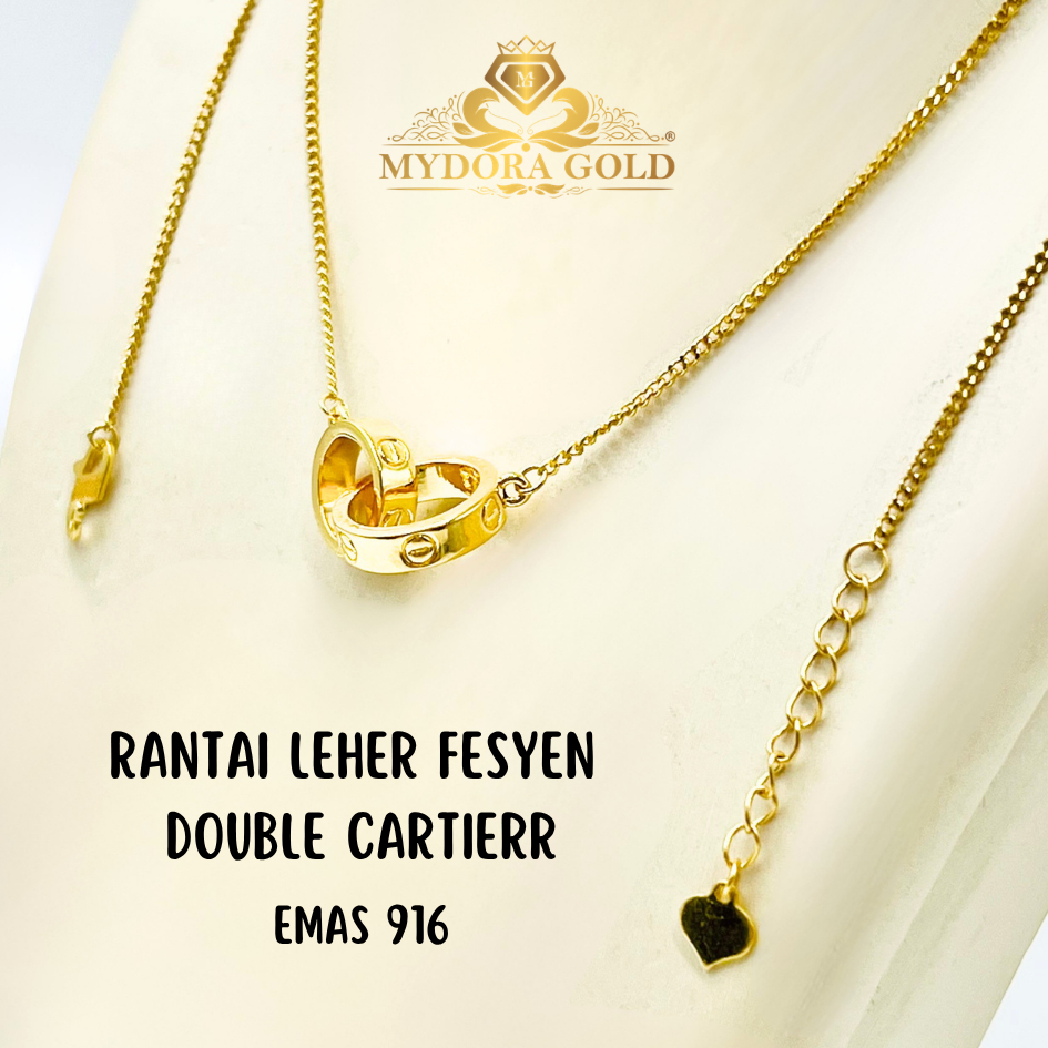 MYDORA Rantai Leher Fesyen Double Cartierr l EMAS 916/22K