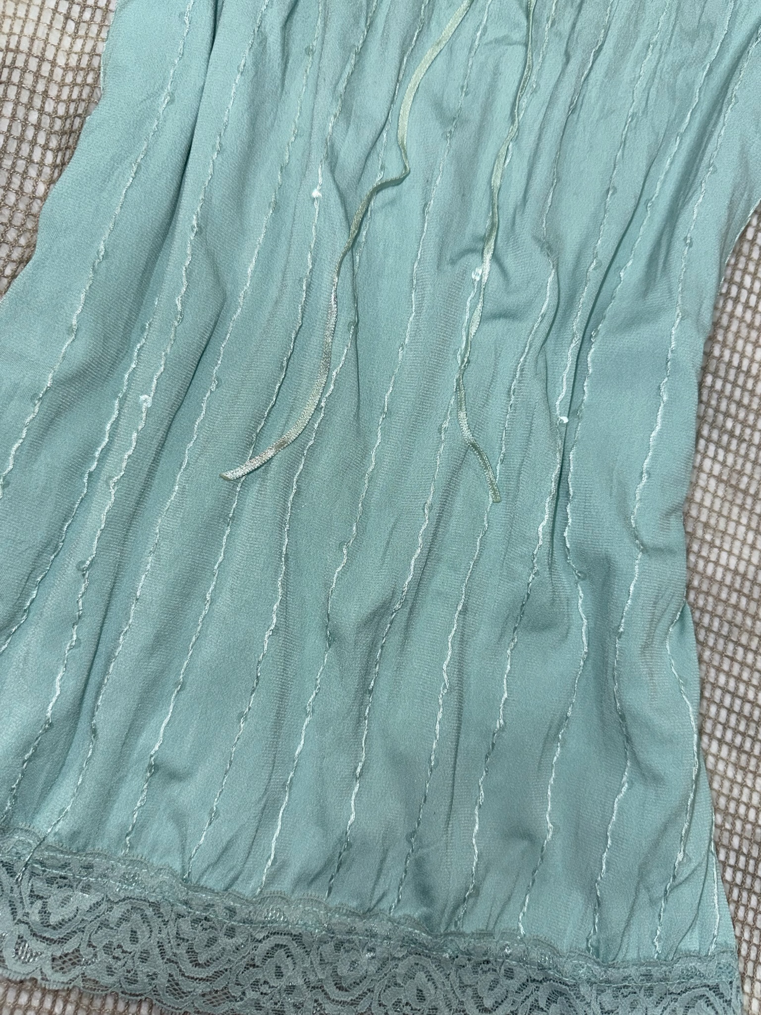 Fairycore Aqua Blue Camisole with Shimmering Lace Trim