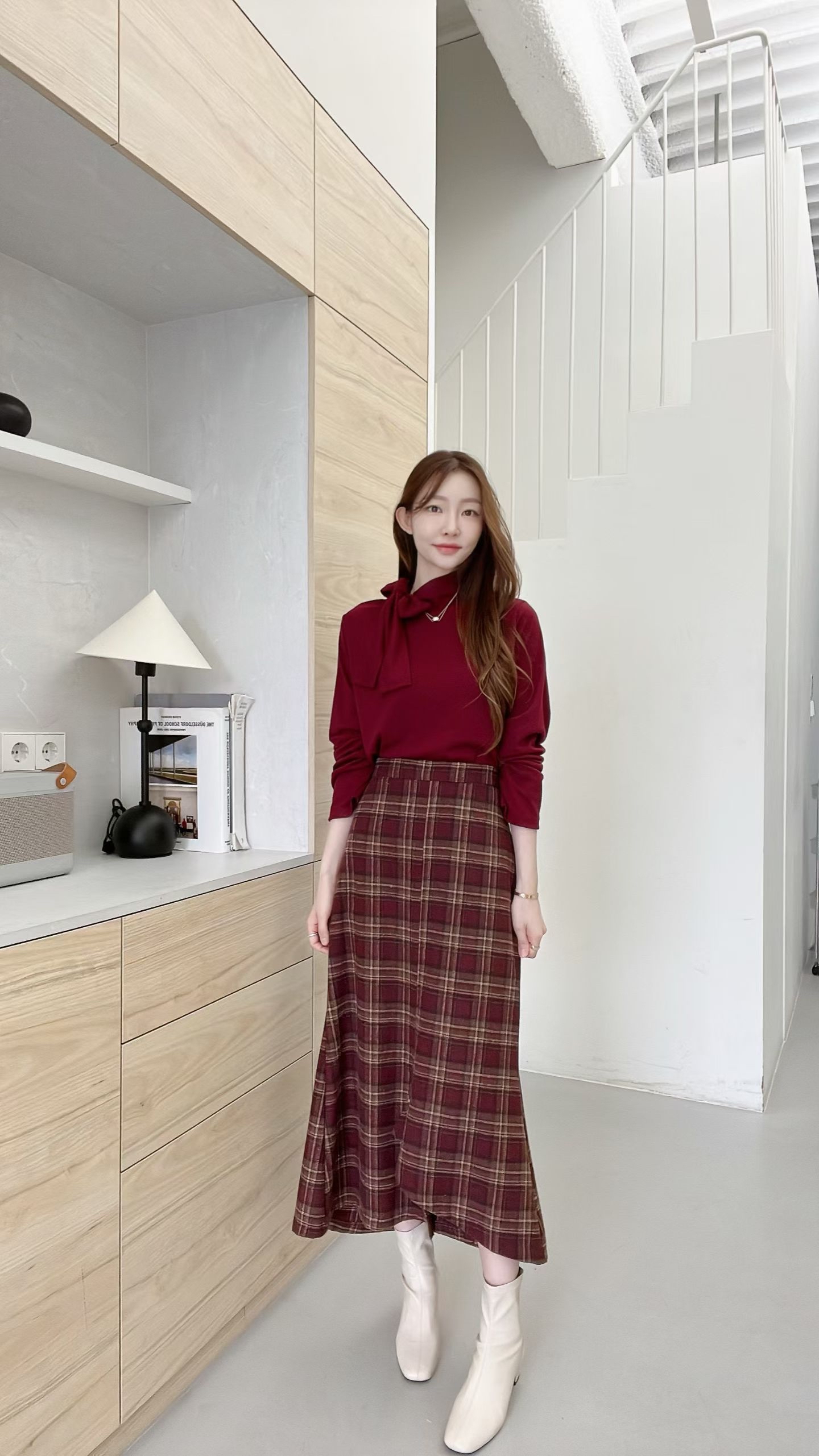 FV31_01 魚尾格仔長SK  (3色)