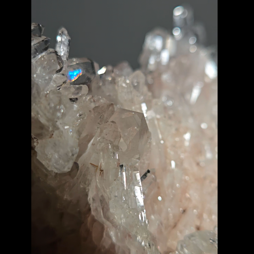 Pink Lemurian cluster with rainbows - LQ188