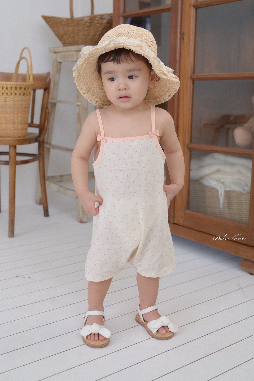 ☀️預訂 韓國直送☀️🇰🇷Bebenine兩色波點絲帶吊帶連身服