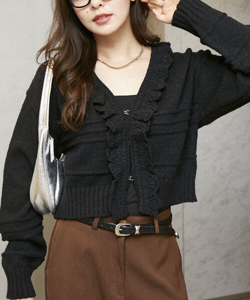 荷葉邊針織短外套